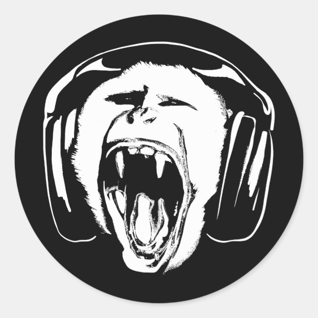 Adesivo Fones de ouvido Macaco Music Lover (Frente)