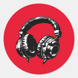 Adesivo Fones de Ouvido Música Dança DJ Festa de Aniversár