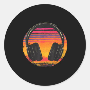 Adesivo Fones de Ouvido Música Dj Pôr do Sol Música Relaxa