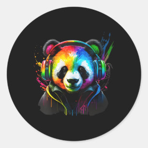 Adesivo Fones de ouvido Rainbow Dj Panda Música