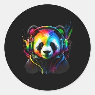 Adesivo Fones de ouvido Rainbow Dj Panda Música