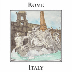 Adesivo Fontana dei Quattro Fiumi. Roma, Itália