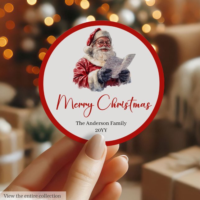 Adesivo Fonte de Script de Papai Noel Tendência Sticker de (Trendy Santa Claus Script Font Holiday Sticker)