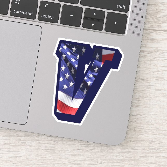 Adesivo Fonte de Sinalizador do Monograma V USA (Detalhe)