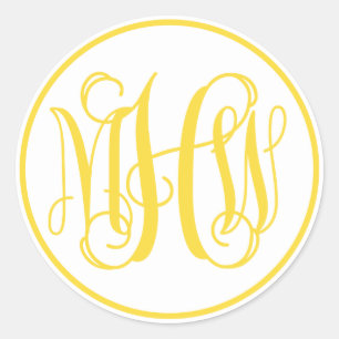 Adesivo Fonte DIY BG do Monograma do Script Vine Amarelo B