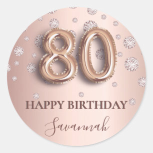 Adesivo fonte do balão de diamantes cor-de-rosa 80 de ani