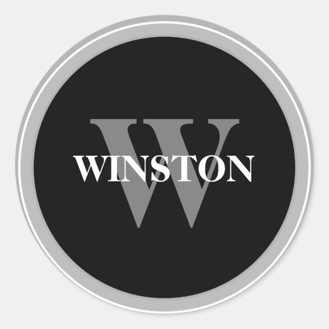 Adesivo Fonte Serifada Clássica Monogram Preta e Branca (Frente)