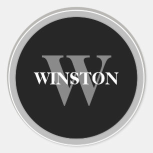 Adesivo Fonte Serifada Preta e Branca Clássica Monogram