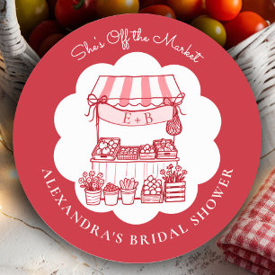 Adesivo Fora do Mercado Agricultores Vermelho Moderno Chuv