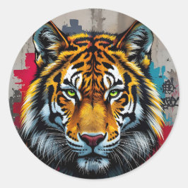 Adesivo Força Silenciosa – Arte de Grafite de Tigre Clássi