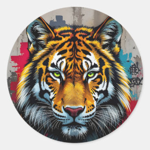 Adesivo Força Silenciosa – Arte de Grafite de Tigre Clássi