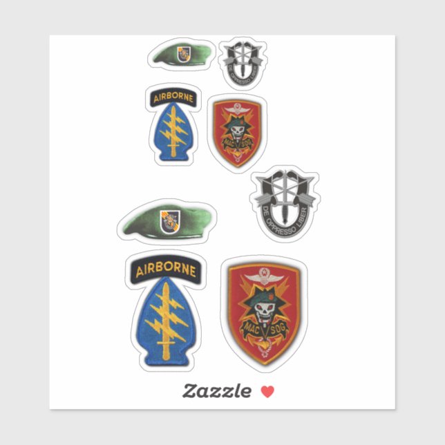 Adesivo Forças Especiais MACVSOG SOG Berets verdes contorn (Folha)