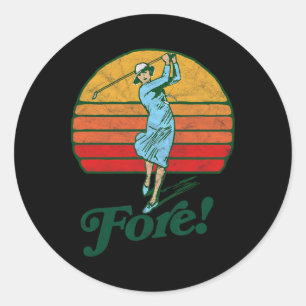 Adesivo Fore! Golfe Feminino Vintage Retro Mulher Divertid