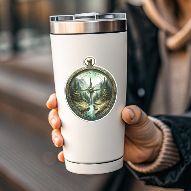 Adesivo Forest Compass Vinyl Sticker | Die-Cut Sticker (Forest Compass Vinyl Sticker | Die-Cut Sticker by PiggyPrint Stickers)