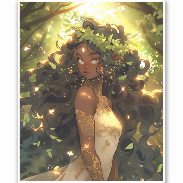 Adesivo Forest Elf African Black Fantasy Art (Frente)