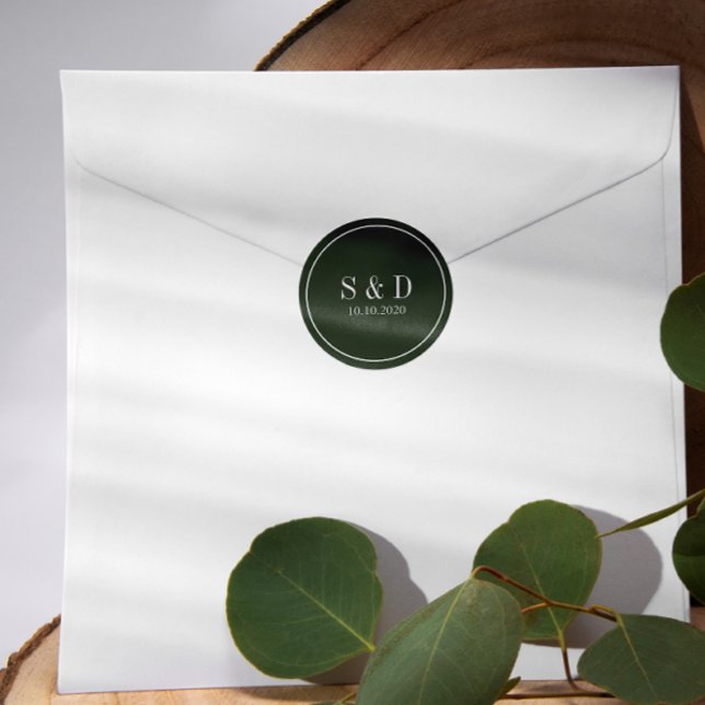 Adesivo Forest Green | Monograma Clássico de Casamento (Criador carregado)