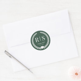 Adesivo Forest Green Wedding Monogram Initials