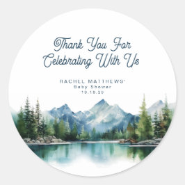 Adesivo Forest Mountain Rustic Adventure Baby Shower 