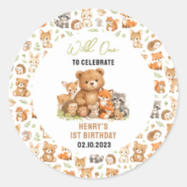 Adesivo Forest Woodland Animals Wild One 1st Birthday
