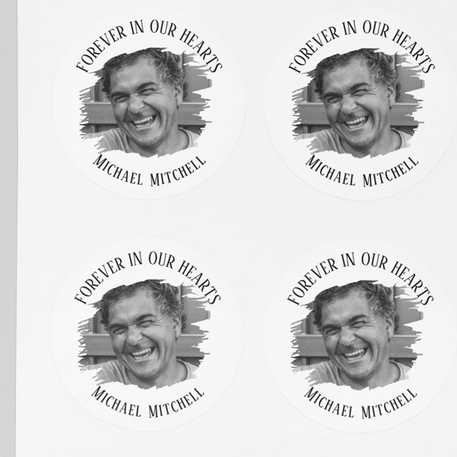 Adesivo Forever In Our Hearts Brushed Photo Funeral (Criador carregado)