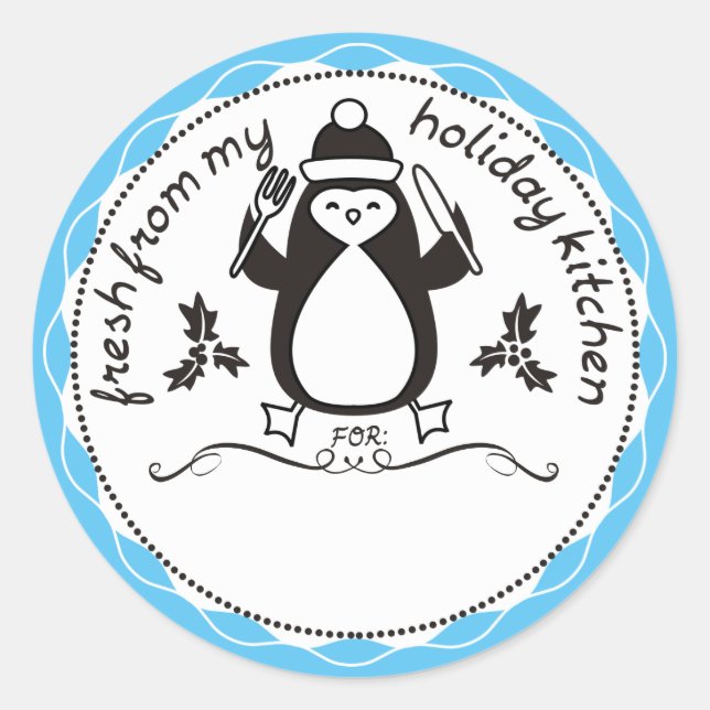 Adesivo Fork de pinguim de cor personalizada da cozinha da (Frente)