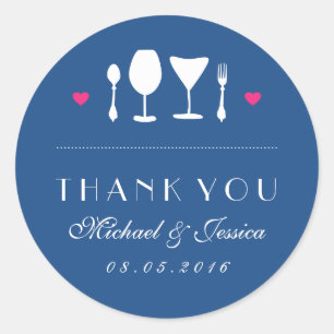 Adesivo Fork Spoon Casamento Real Azul Obrigado Sticker