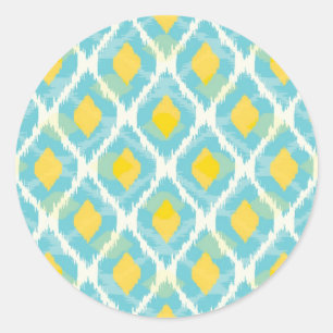 Adesivo Forma amarela azul do ikat tribal moderno