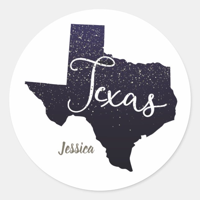 Adesivo Forma de Estado das Estrelas Noturnas do Texas (Frente)