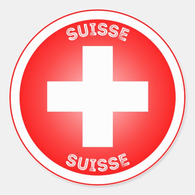 Adesivo Forma do Círculo de Suisse Cruzado Suíço (Frente)