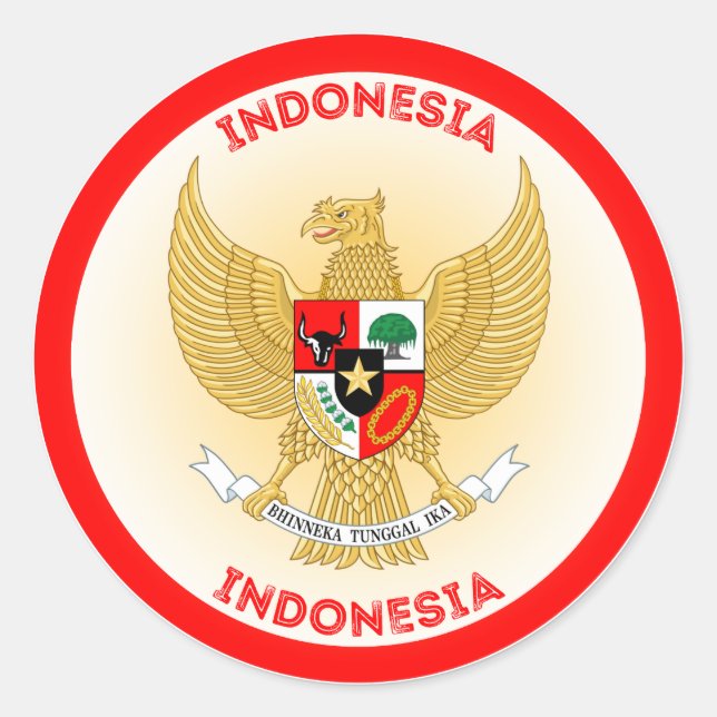 Adesivo Forma do Círculo Emblema Nacional da Indonésia (Frente)
