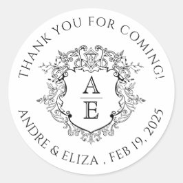 Adesivo Formal Floral Crest Monograma Casamento