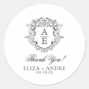 Adesivo Formal Floral Crest Monograma Casamento