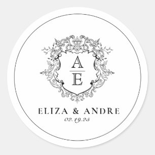Adesivo Formal Floral Crest Monograma Casamento