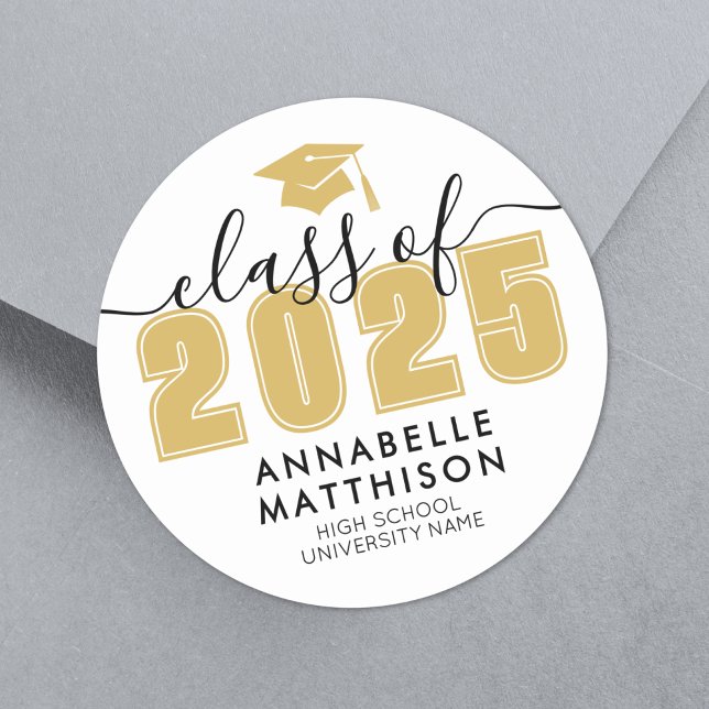 Adesivo Formando Amarelo Formatura (Graduate Yellow Graduation Classic Round Sticker)