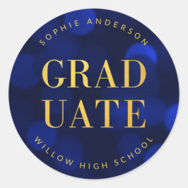 Adesivo Formando Dourado Faux Bokeh Blue Sapphire