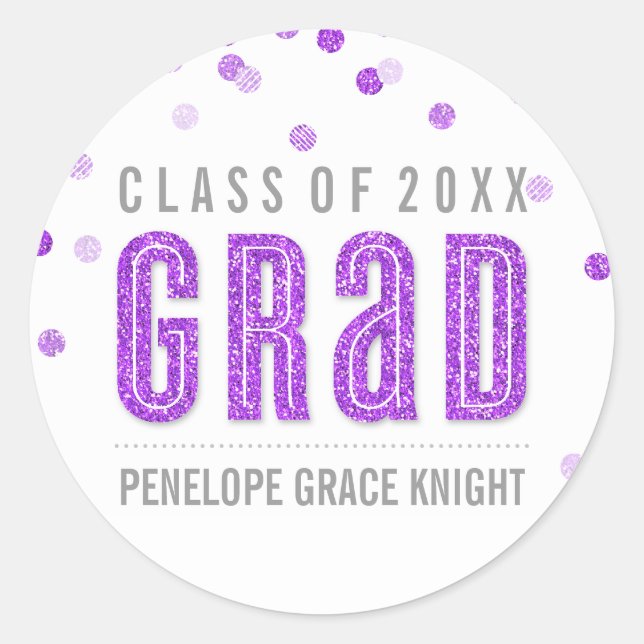 Adesivo FORMANDO PERSONALIZADO,  STICKER confetti roxo (Frente)