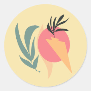 Adesivo Formas de Ilustração de Planta Abstrata Rosa Amare