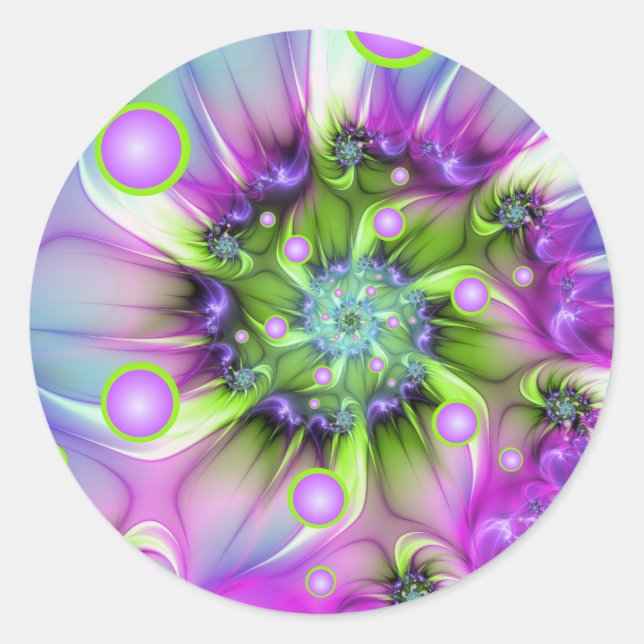 Adesivo Formas Redondas Espirais Coloridas Arte Fractal Ab (Frente)