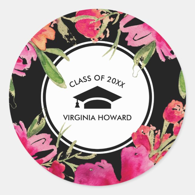 Adesivo Formatação Floral Preta Fuchsia (Frente)