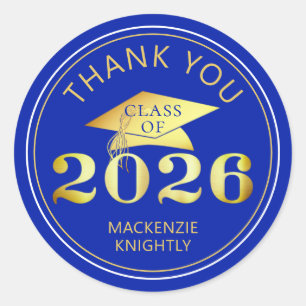 Adesivo Formatura 2025 Obrigado Faux Dourado Folha Royal