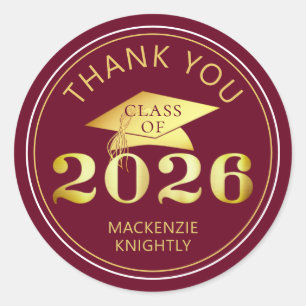 Adesivo Formatura 2025 Obrigado Marrom Folha Dourada Falsa