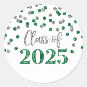 Adesivo Formatura Confetes Prata Verde 2025