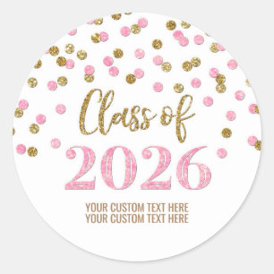 Adesivo Formatura Confetes Rosa Dourado 2026