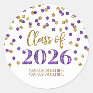 Adesivo Formatura Confetes Roxo Dourado 2026