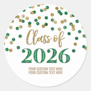 Adesivo Formatura Confetes Verde Dourado 2026