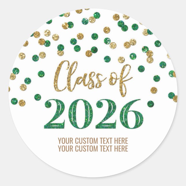Adesivo Formatura Confetes Verde Dourado 2026 (Frente)