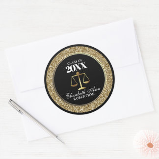 Adesivo Formatura em Direito Preto e Dourado Brilhante