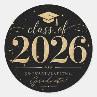 Adesivo Formatura Estrelas Preto Dourado Turma de 2026