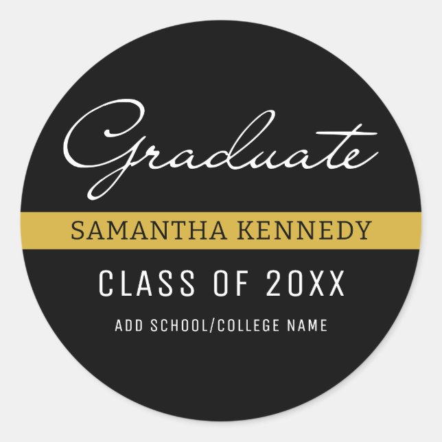 Adesivo Formatura Preto e Dourado Moderno 2025   (Frente)
