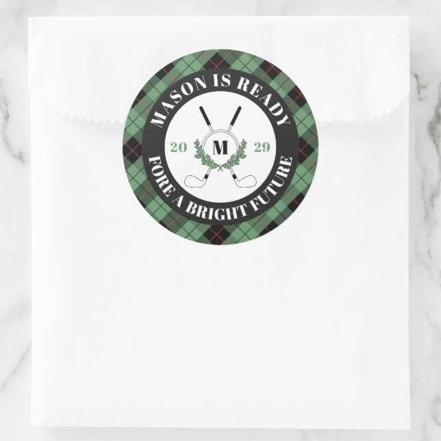 Adesivo Formatura Tema Golfe Xadrez Verde Pun (Bolsa)